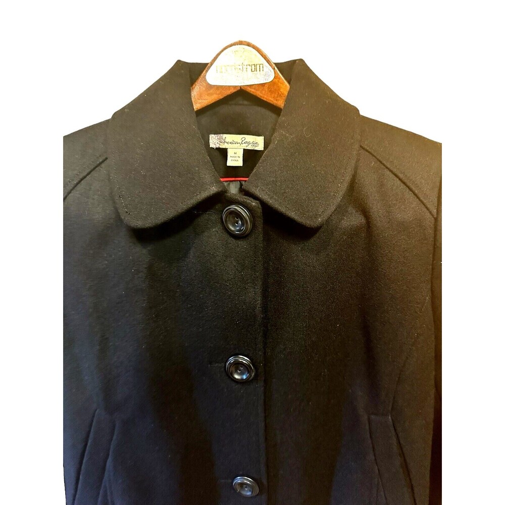 NWT black peacoat wool blend lined size M classic dark academia minimalist - Picture 12 of 16